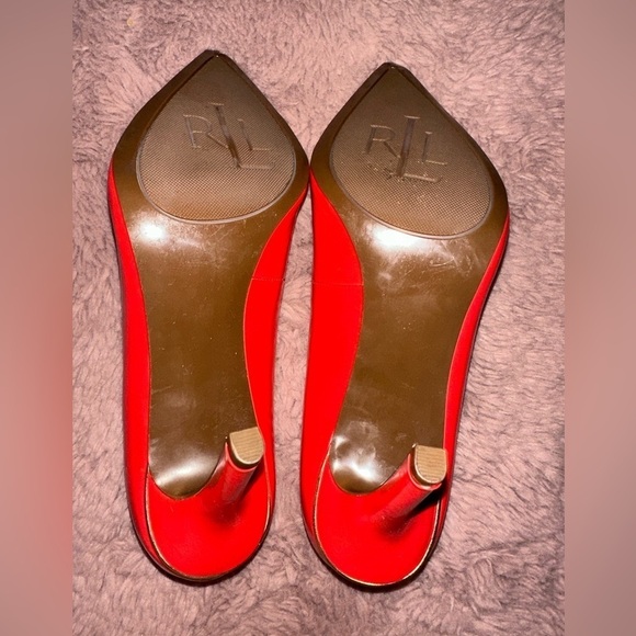 Lauren Ralph Lauren Bright red pointed toe stiletto heels 8.5 like new - Picture 12 of 16